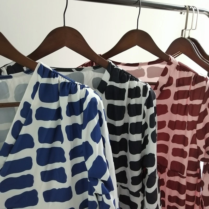 

2021 Loose Oversized Chiffon Dress Women Casual Chic Print Long Maxi Dresses V Neck Long Sleeve Korean Dress Vestido Mujer