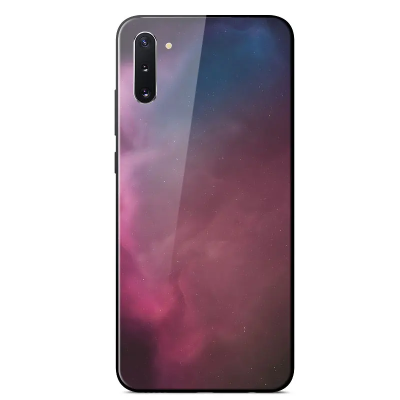 

Case For Samsung Galaxy Note 10 Mirror Painted Tempered glass Back Cover For Samsung Note 10 SM-N970F TPU Frame Phone Cases 6.3