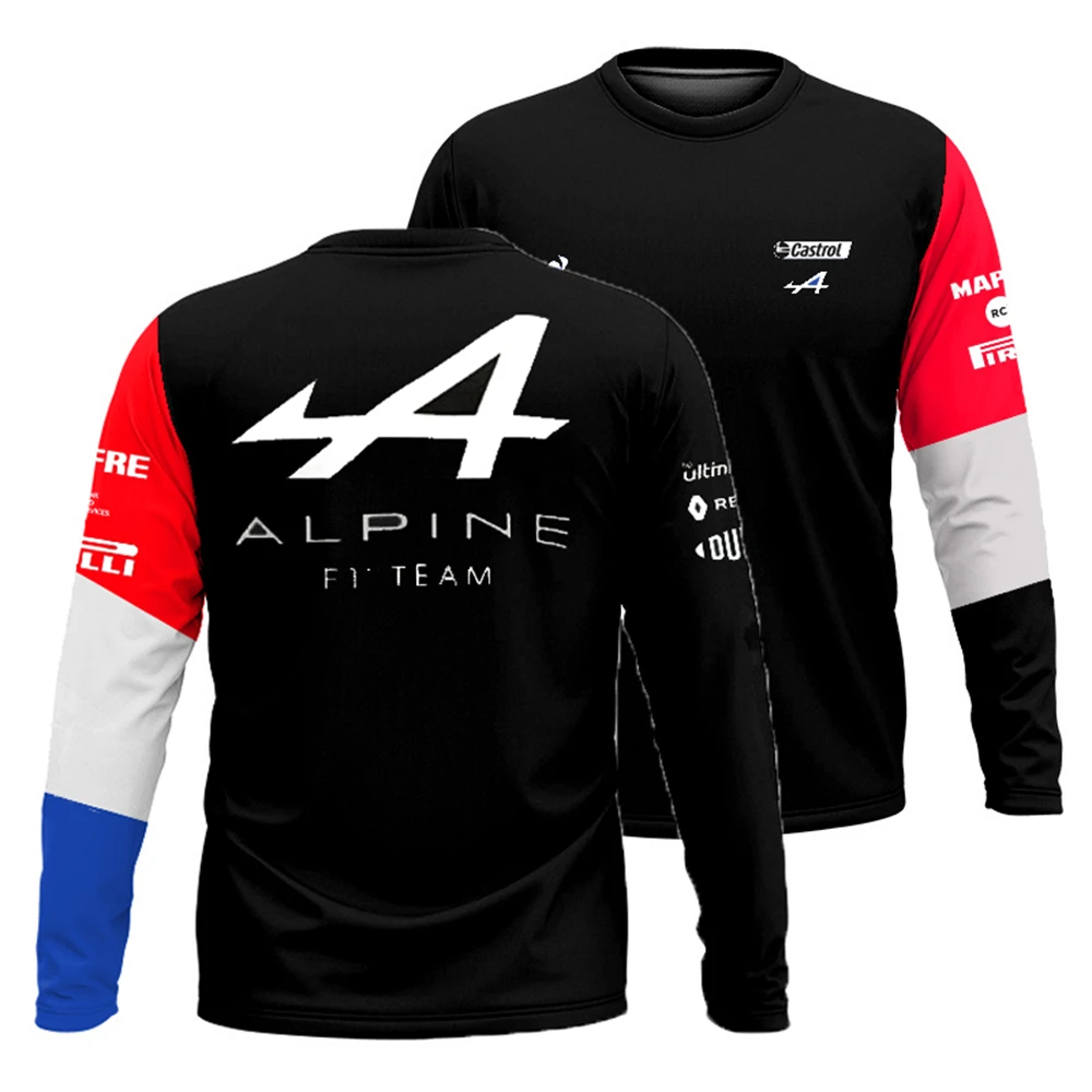 

2021 Season Motorsport Alpine F1 Team A Racing Car Fan T-Shirt Blue Black Breathable Jersey Teamline Long Sleeve Shirt Clothing