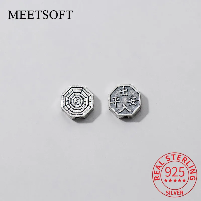 MEETSOFT Винтаж 925 стерлингового серебра МИРА благословение полый Браслет Подвески