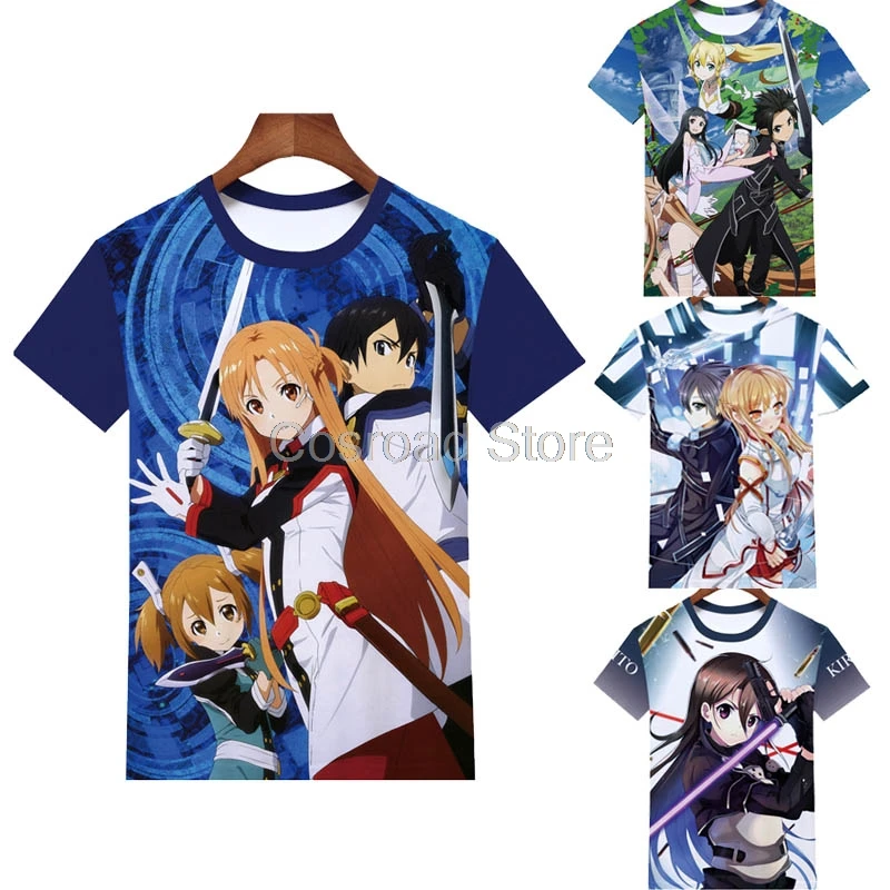Футболка Cosroad Sword Art онлайн Kirigaya Kazuto костюмы асуны летняя футболка с короткими