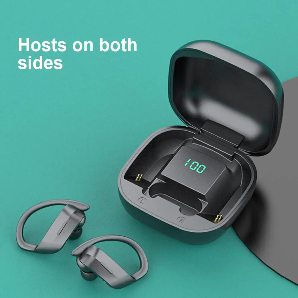 

TWS Bluetooth Wireless in-Ear Headset with Non-Slip Earhook LED Power Display