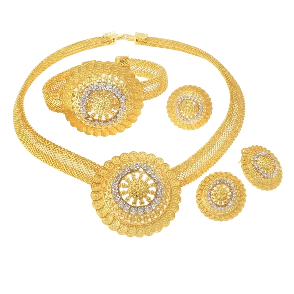 

Fashion Brazilian Dubai Gold Plated Jewelry Set Moon Design Women Costume Jewellery For Dating Gift Anniversary Engagement Party
