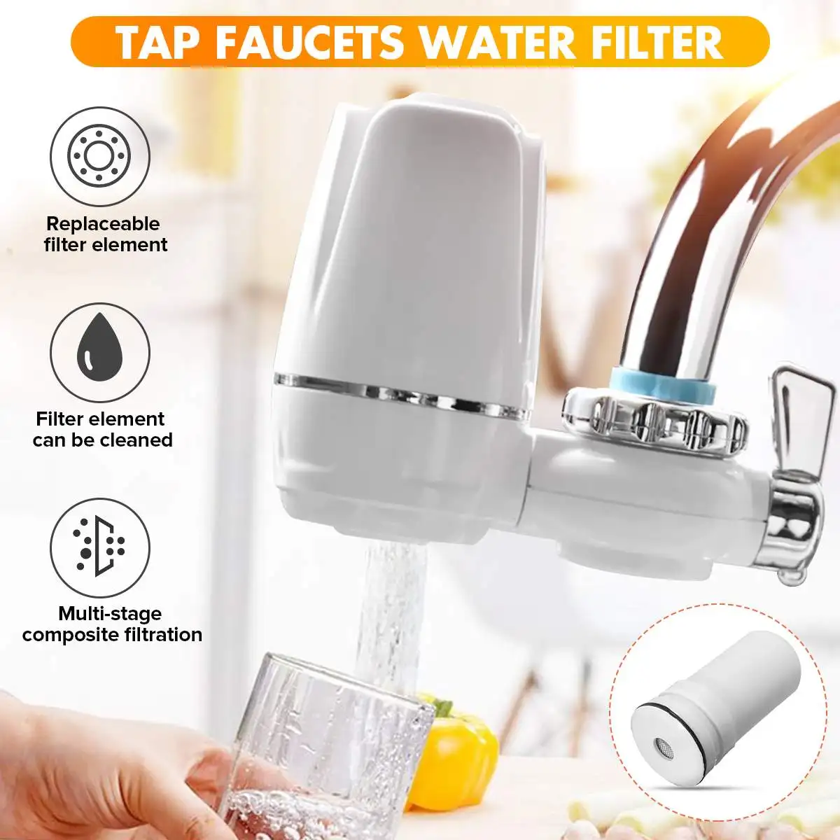

Tap Water Purifier Kitchen Faucet Filter Tap Ceramic Percolator Water Filters Filtro Rust Bacteria Removal Replacement Filter