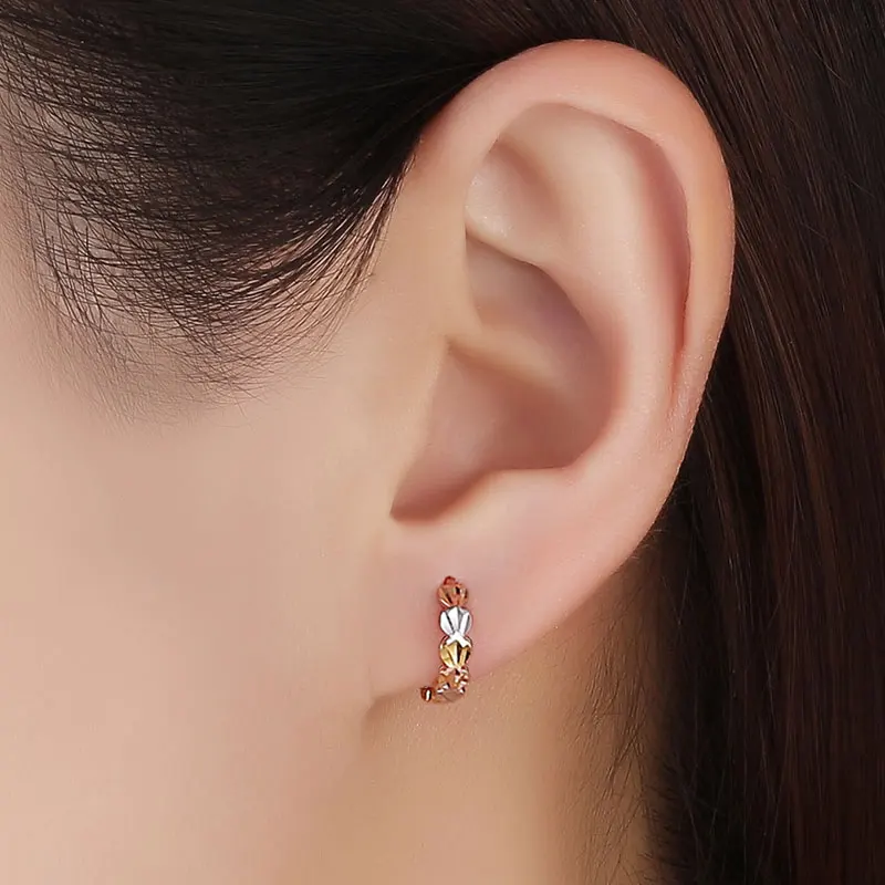 

Hot Trendy 18K Genuine Real True Solid Gold Au750 Heart Hoop Piercing Earrings for Women Female Girl Fancy Upscale Jewelry Gift