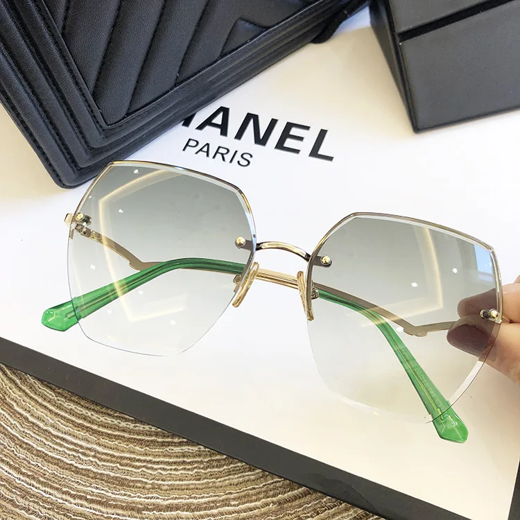 Fashion Rimless Sunglasses For Women Big Luxury Brand Designer UV400 Glasses Female Gradient Shades Women's accessories