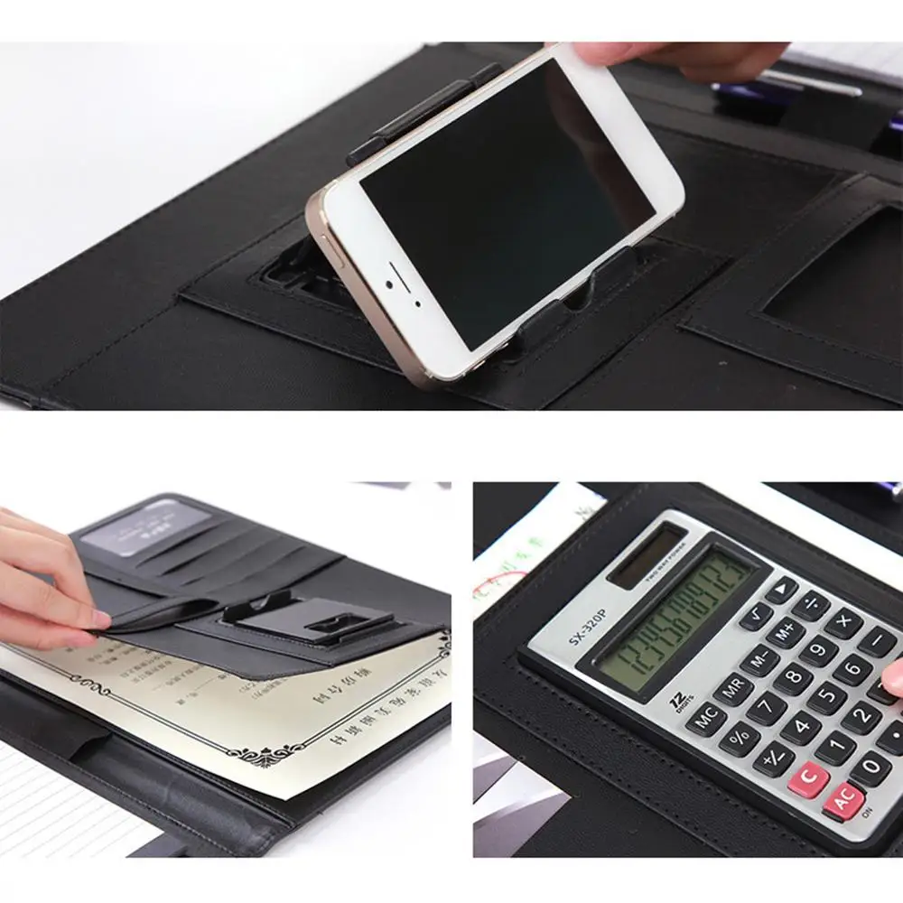 

A4 PU Leather Clipboard Folder Multifunction Filing Document File Meeting Holder
