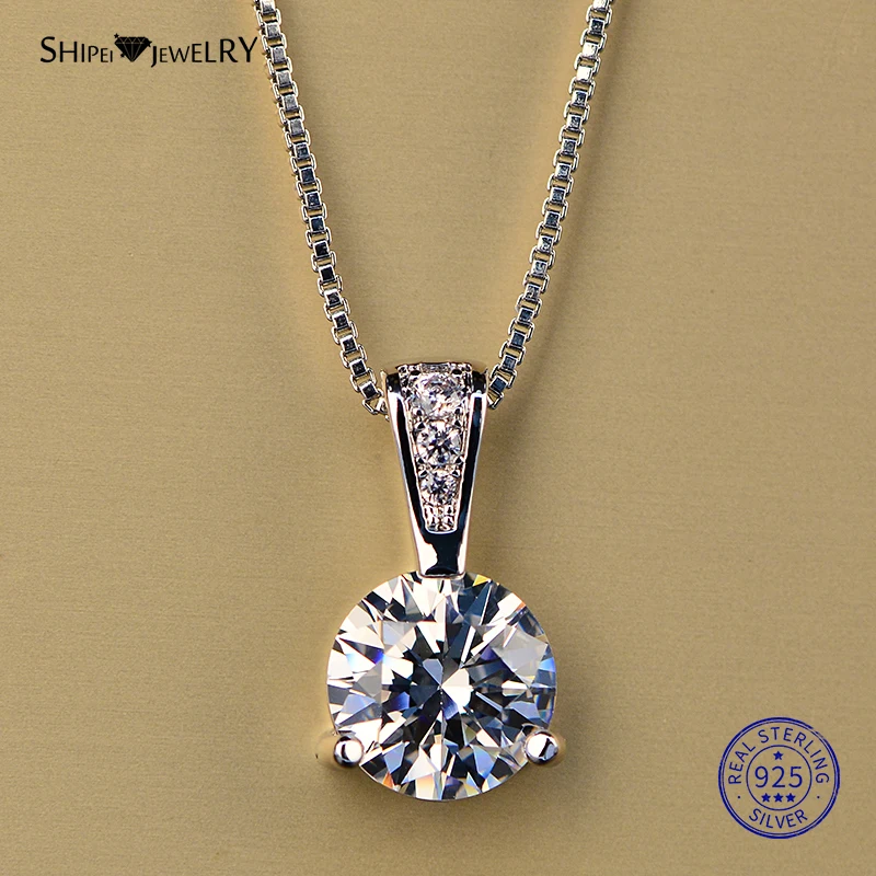 Shipei, 925 пробы, серебряное ожерелье для женщин, хорошее ювелирное изделие, сердце и стрелы, создан Муассанит, кулон, ожерелье, подарок на день рождения