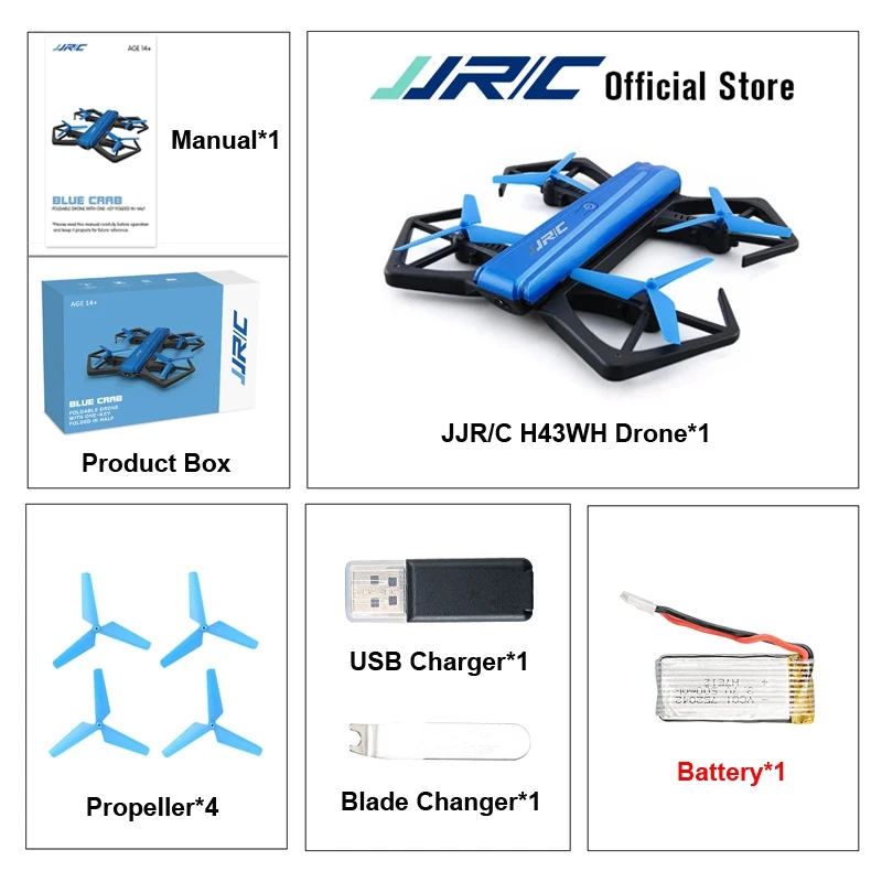 JJR/C JJRC H43WH H43 Selfie Elfie Wi-Fi FPV с hd-камерой режим удержания высоты без головы Складная рукоятка Радиоуправляемый квадрокоптер Дрон H37 Mini - Цвет: 1 Battery Version