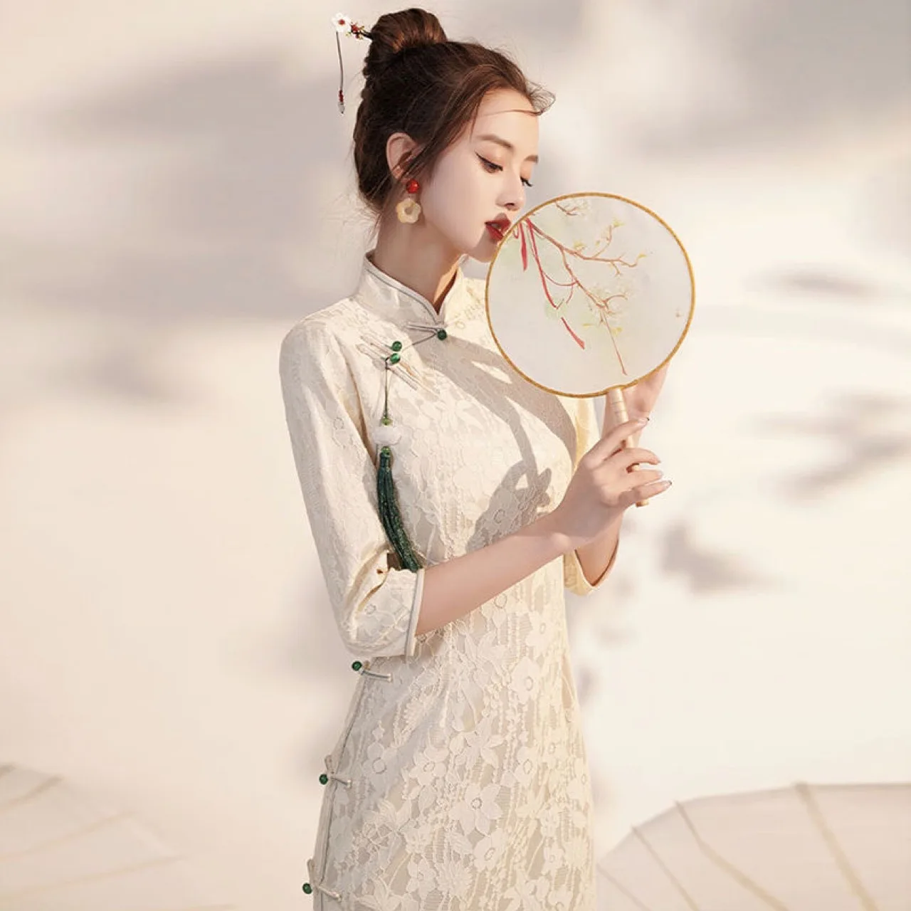 

Китайский Стиль улучшилось Cheongsam платье с принтом женские летние облегающий силуэт «Гладиатор» с ремешками вечерние платья