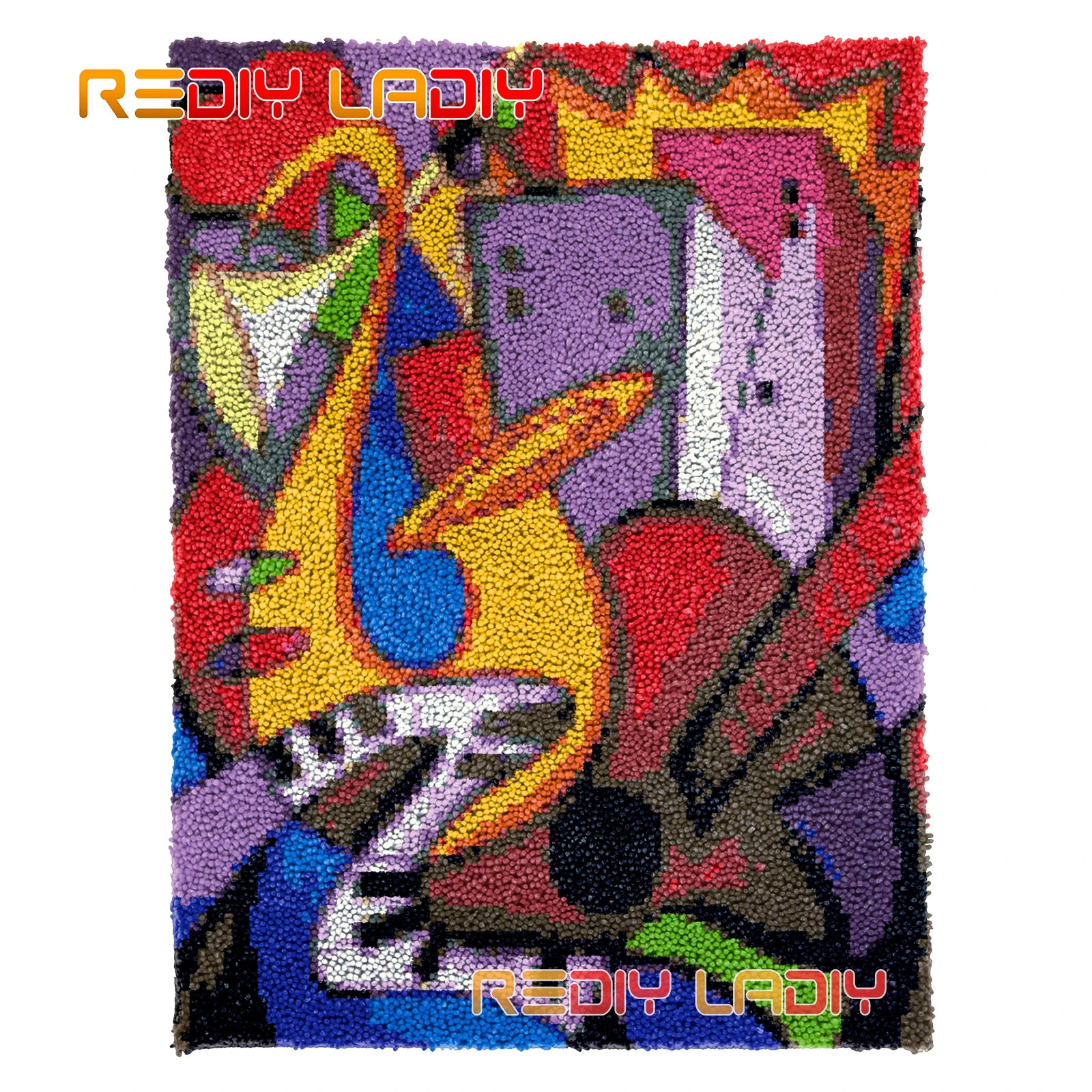 

DIY Carpet Rug Kits City of Music Seat Cushion Latch Hook Rug Thick Yarn Needlework Crocheting Tapestry Knotted Floor Mat Crafts