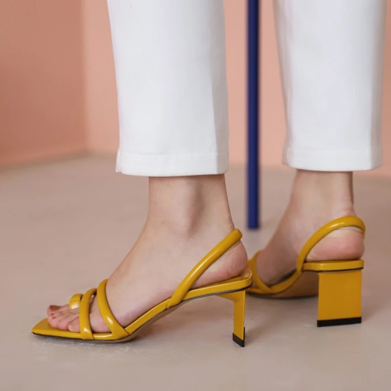 

Taoffen New Women Sandals Pu Leather Shine Women Summer Shoes Thick High Fashion Woman Sandals Party Footwear Size 34-39