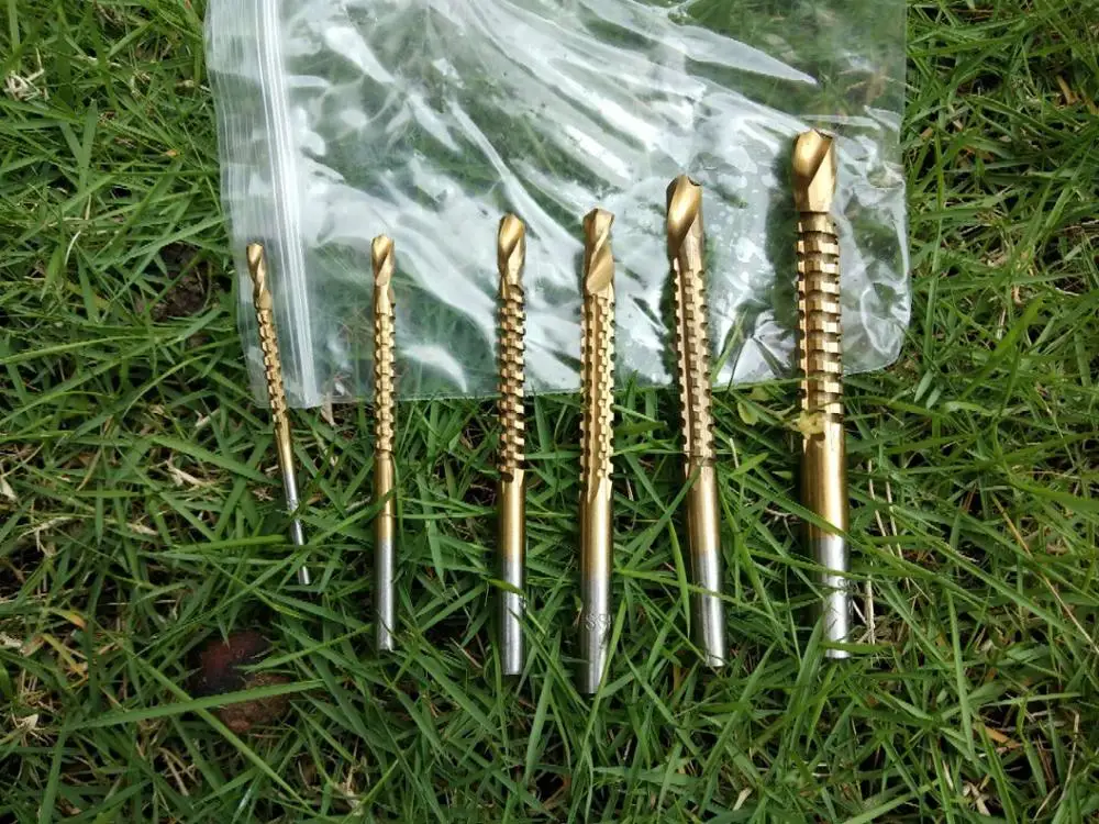 Factory wholesale 6pcs 3-8mm Titanium Coated HSS Drill Bit Electric Plastic Wood Hole Grooving woodworking tools | Инструменты