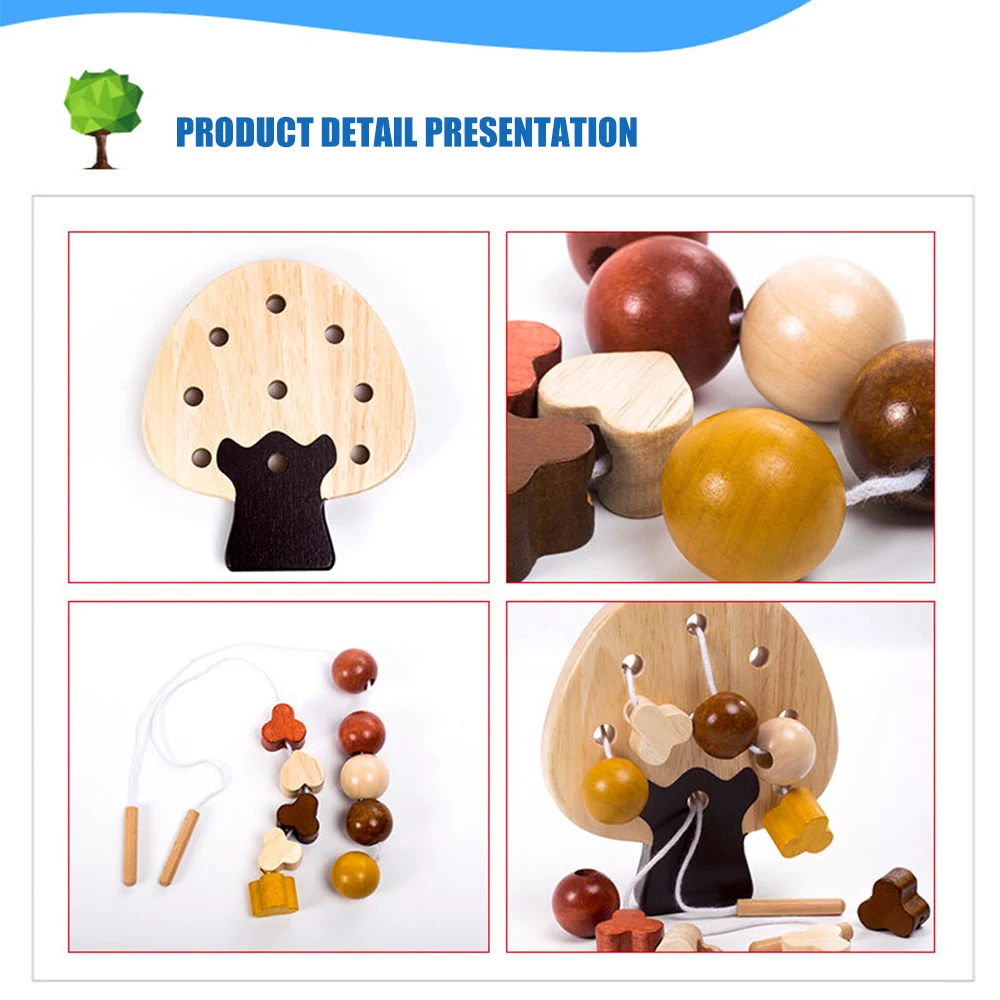 

Wooden Tree Beads Toys For Kids Educational Toys Safe To Use Nontoxic Stringing Beads Tree Toys For Cultivating Hand-On Ability