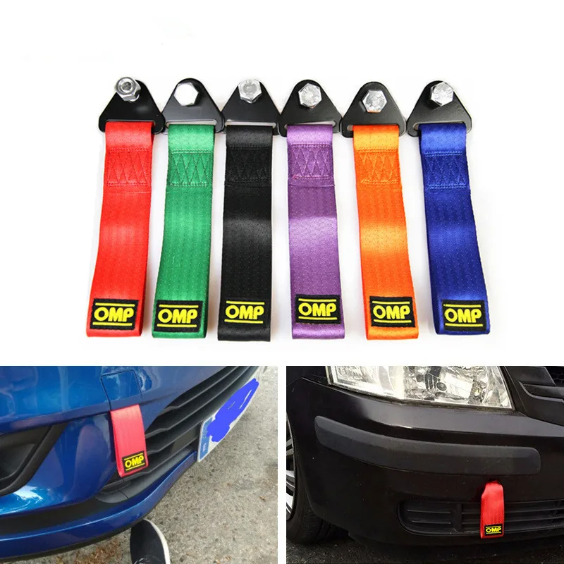 

26cm High-Strength Nylon Tow Strap Universal Car Racing Tow Ropes Auto Trailer Ropes Bumper Trailer Max 2T Towing Strap With Nut