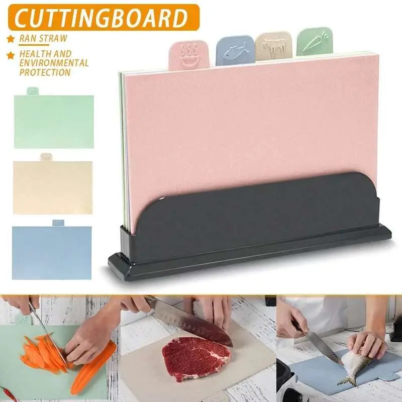 

4PC Nonslip Plastic Chopping Board Food Cutting Block Mat Tool Kitchen Cook Supplies Fruit and Vegetable Cutting Hot K008
