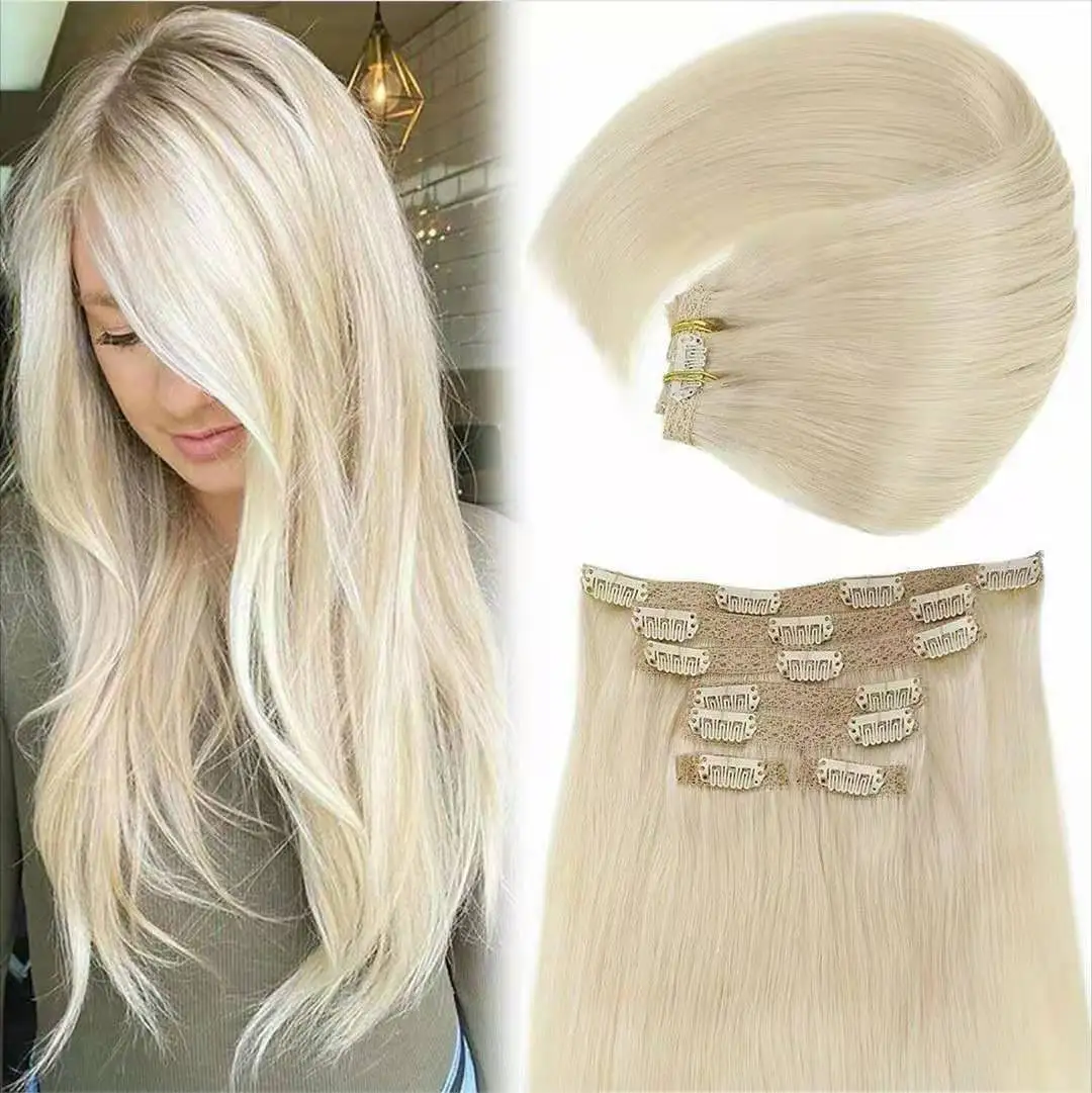 Clip on Hair Extensions Real Remy Human Hair 14