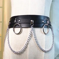 colle metal faux leather belt gothic chain belt %c2%a0geometric waist chain street trendy