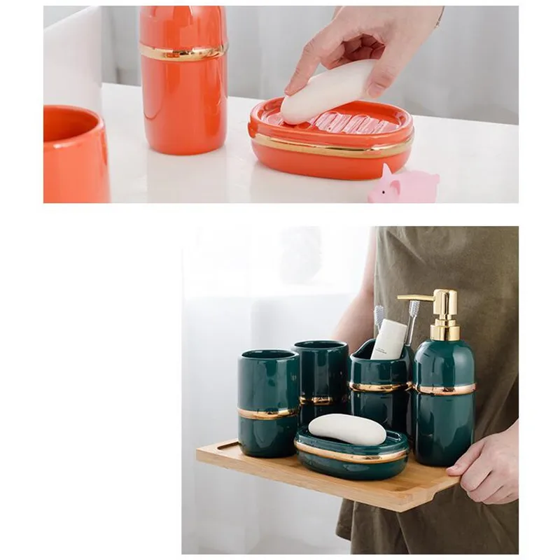 Керамический простой модный набор аксессуаров для ванной комнаты стиральные
