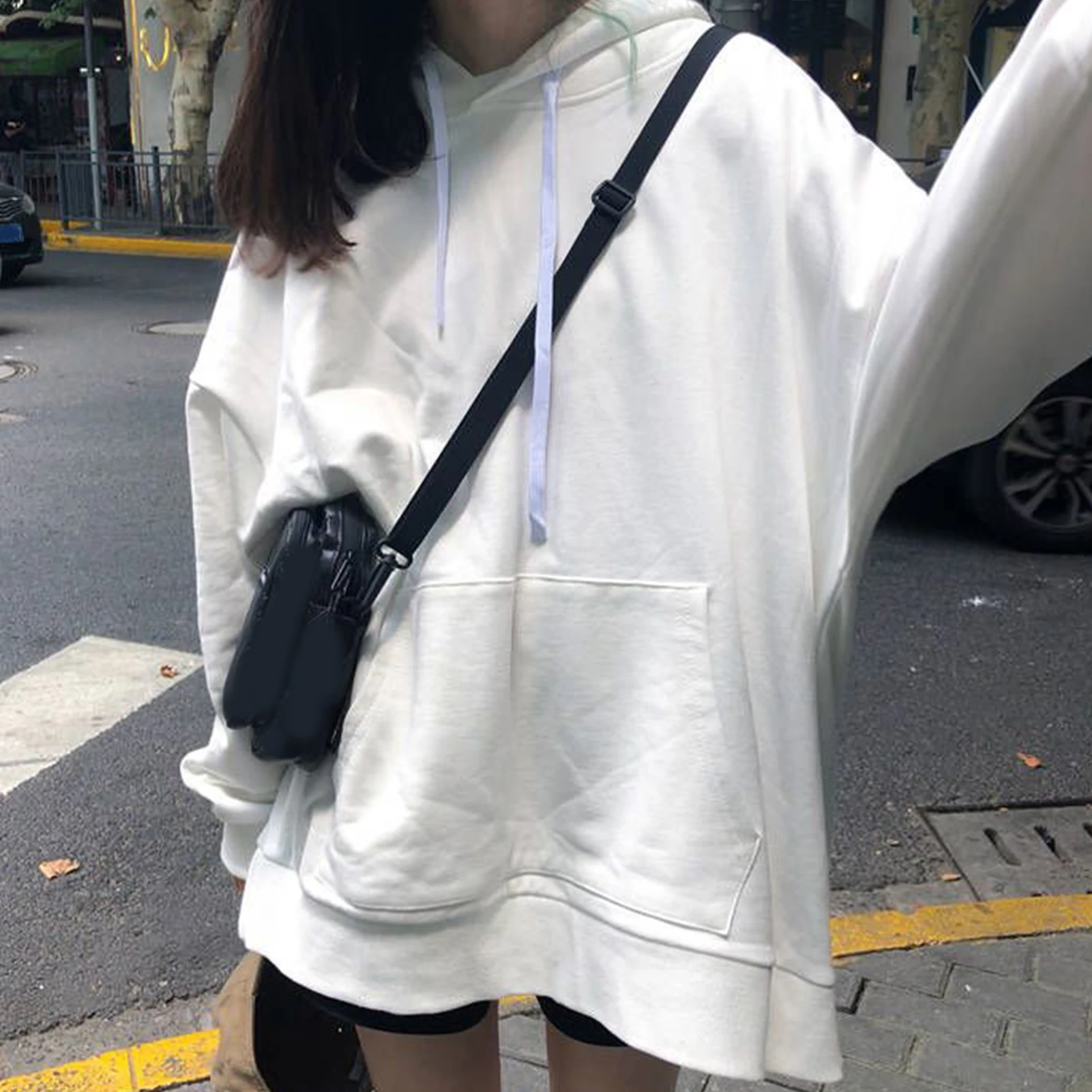 Women Hoodies Autumn Solid Color Pocket Mid-length Hoodie Long Sleeve Loose Sweatshirt Pullovers толстовка ropa de mujer 2020