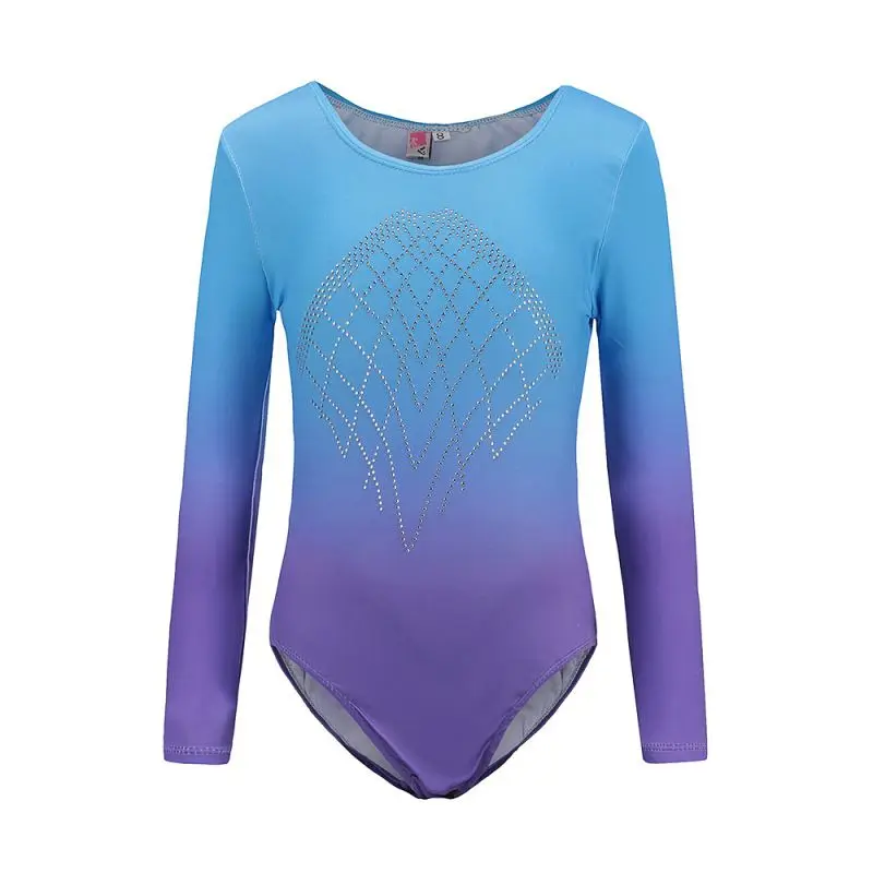 

Cool Long Sleeve Shoulder Diamond Bright Spotted Body Suit Color Ballet Gymnastics Dance Practice Clothes European American