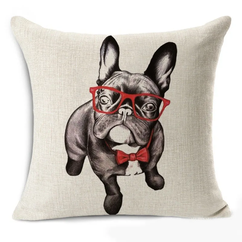 Милый Чехол на подушку Boston Terrier Perro для собак смешное животное льняной диван