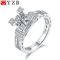 qyzb d color vvs 1ct moissanite 925 sterling silver tower shaped 4 prongs setting ring for women jewelry wedding engagement ring