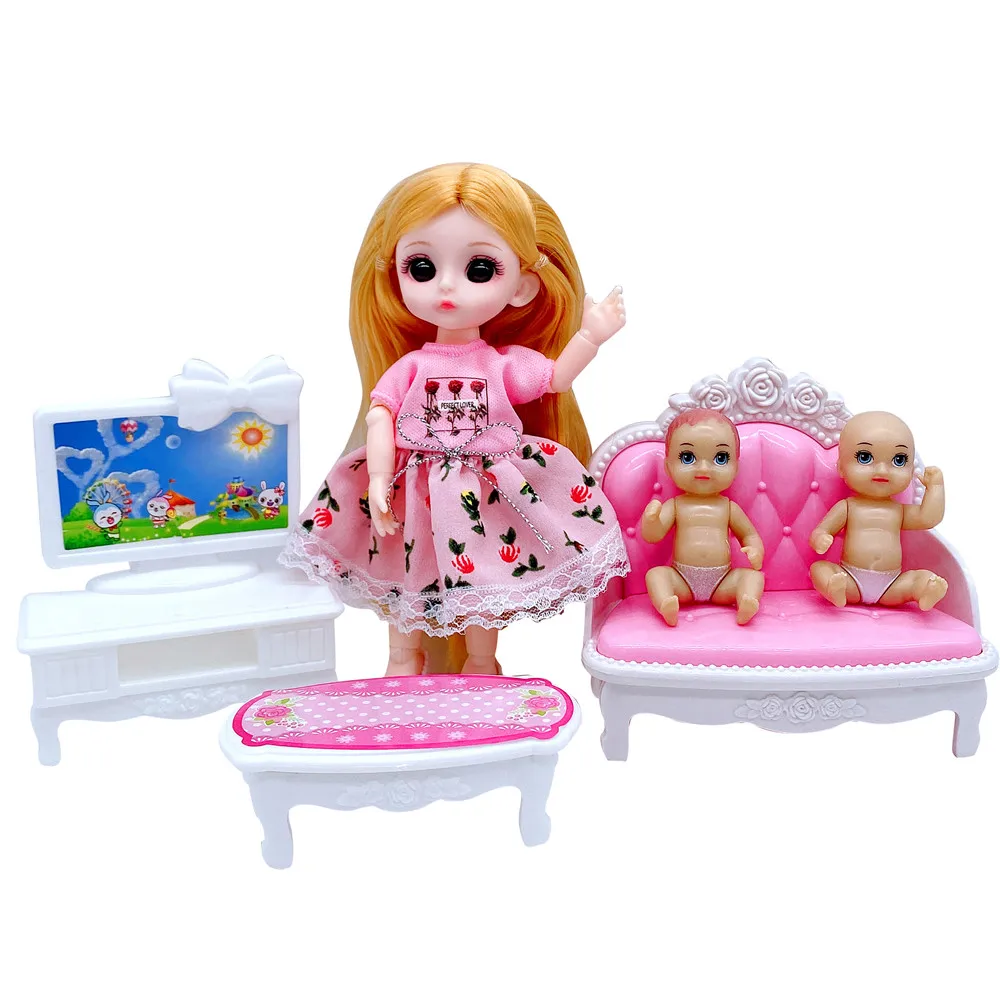 

2020 16CM doll 13 movable joints fashion princess set sofa/TV/accessories multi-color hair girl gift children toy girl best gift