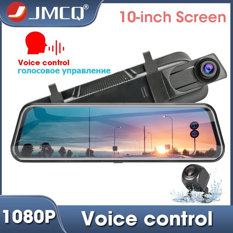 JMCQ 10 &quotcar DVR dash cam touch screen 1080 p rear view camera voice control cycle recording motion detection with backup