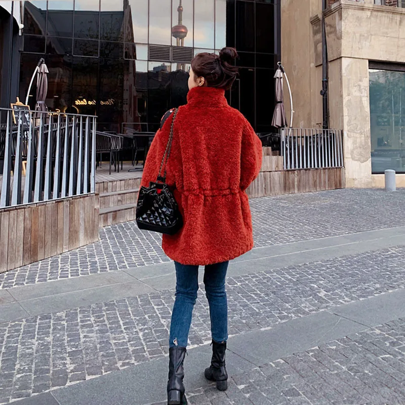 

Faux Fur Coat 2020 Autumn Winter Women Casual Warm Loose lady solid pocket street coat female elegant outwear M400