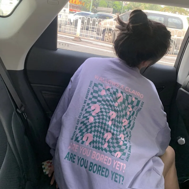 

Casual Hoodies Letter Printing Simple Commute Neutral Oversize Womens Clothing Sweatshirts Spring/Autumn Salt-based Fried Street