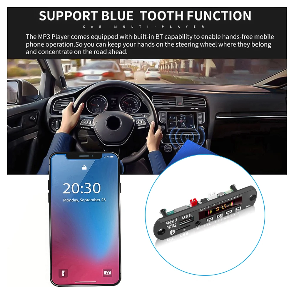 Беспроводной Bluetooth 5 0 MP3 WMA декодер плата в 12 В автомобильное аудио USB TF FM радио