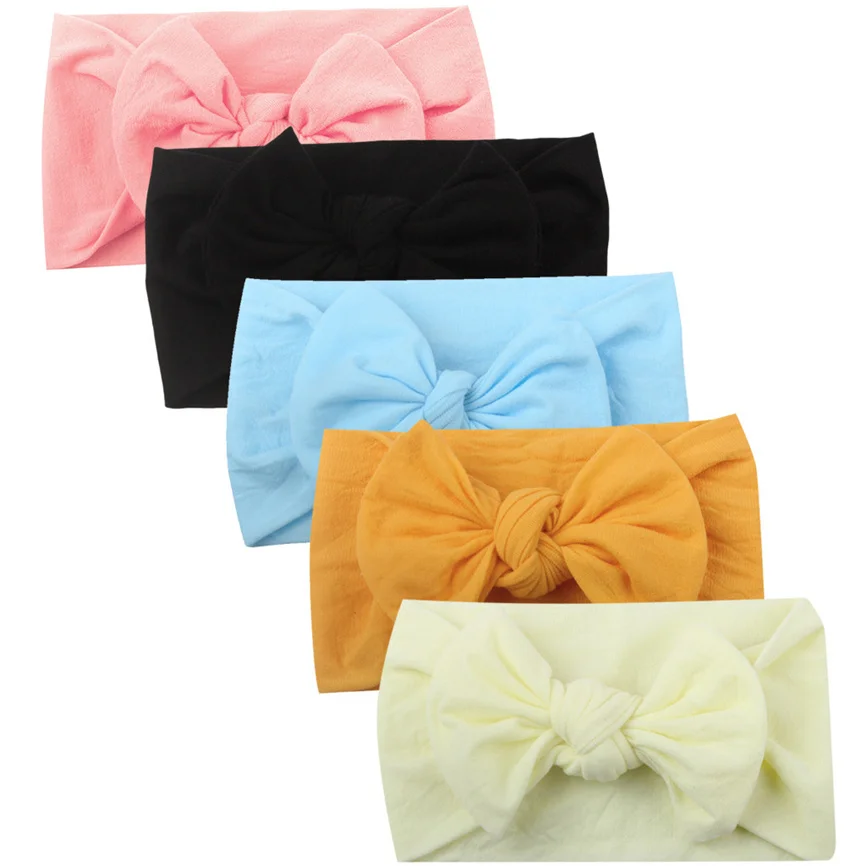 Baby Girl Headband For Newborn Babies Cute Girls Toddler Turban Solid Hair Band Bow 5PCS Accessories Headwear | Мать и ребенок