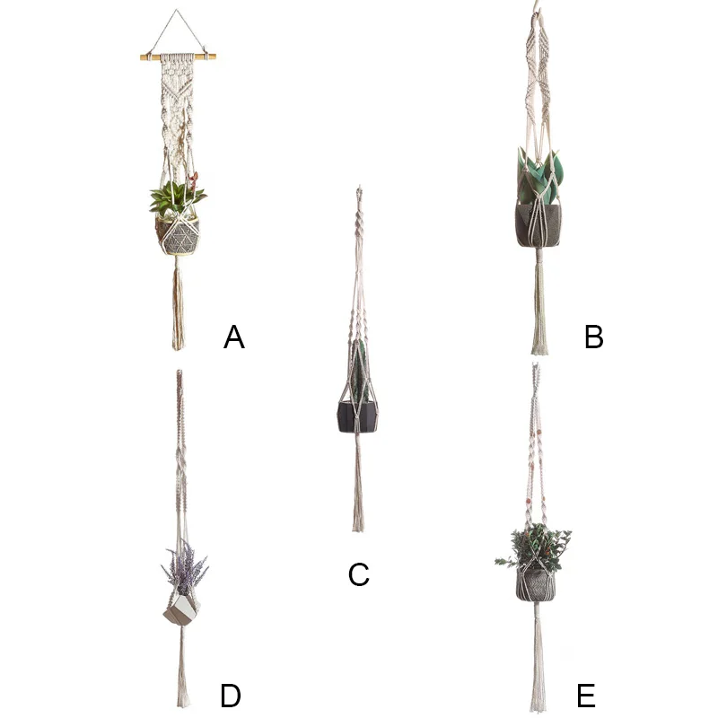 

Linen Hanging Basket Flowerpot Macrame Plant Hangers Indoor Outdoor Planter Garden Cotton Rope Weave Planter