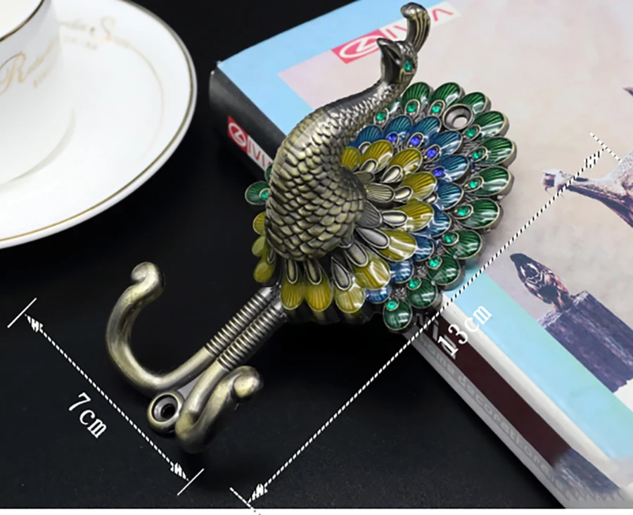 

Colorful Metal Peacock's tail European Luxury curtain wall hooks decoration strap hanging ball hook curtain accessories MY416-30