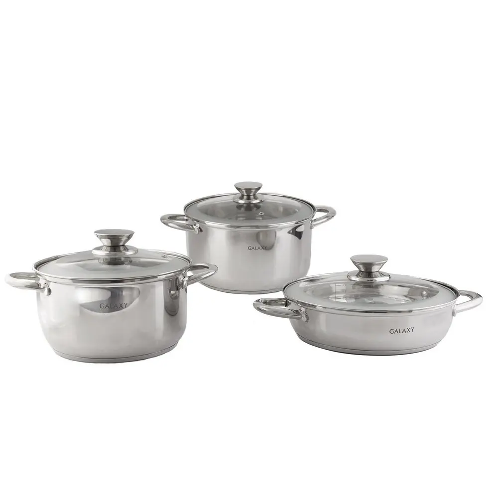 Набор посуды Galaxy GL9505 (Высококачественная нержавеющая сталь кастрюли с крышками 3