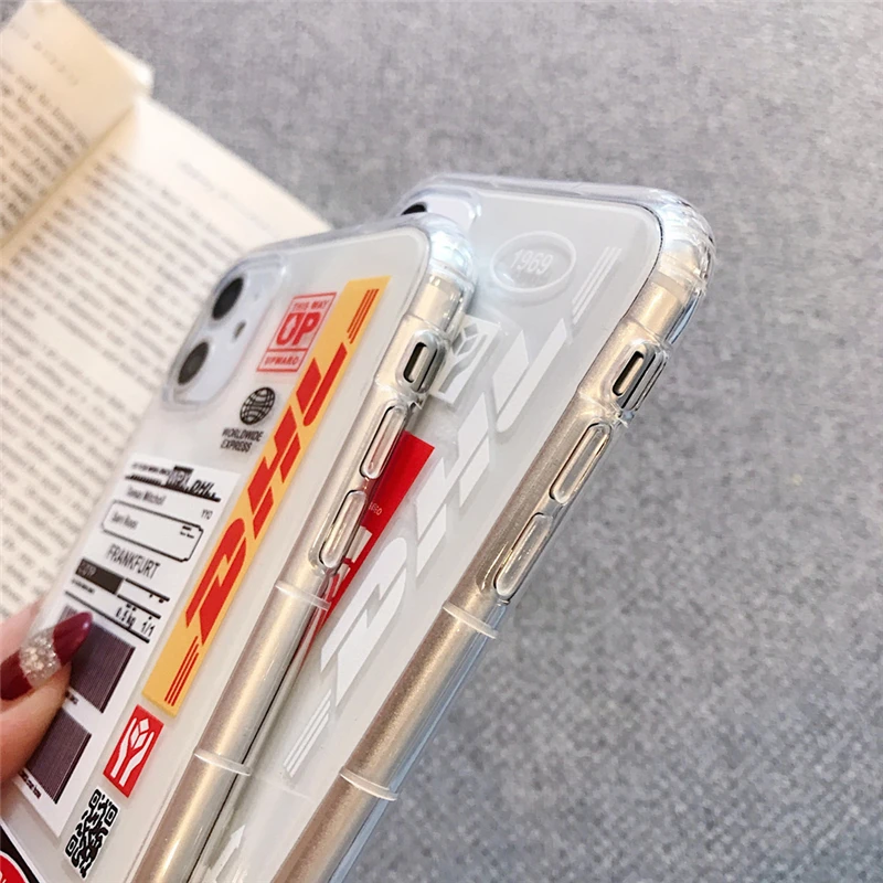 

DHL Express 50th Anniversary Label phone case for iPhone 12 11 Pro X XS MAX 7 8 6 plus Luxury Bar code Clear soft silicon cover