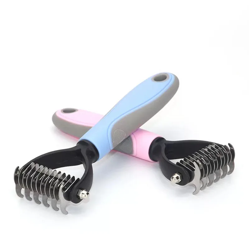

NIPEECO Dog Hair Removal Comb Cat Detangler Fur Trimming Dematting Deshedding Brush Grooming Tool For matted Long Hair Curly Pet