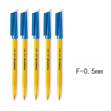 blue 0.5mm 5 шт., шариковая ручка STAEDTLER 430 F/M, Классическая шариковая ручка с пчелами, студенческие ручки, Офисная живопись, красная, синяя, черная шариковая ручка, ручка для письма - Цвет: blue 0.5mm