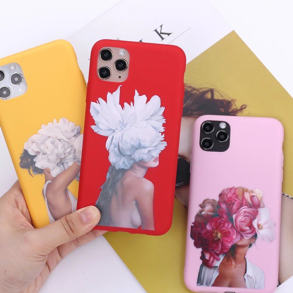 

Sexy Flowers Harajuku Aesthetics Phone Cover For iPhone 12 11 Pro Max X XS XR Max 7 8 7Plus 8Plus 6S SE Soft Silicone Candy Case