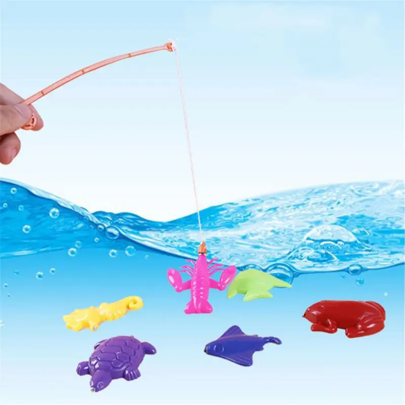 Juguetes de pesca magn&eacute;ticos para ni&ntilde;os, 6 tipos de peces + 1 Conjunto de varillas, puzle para cultivo, juguete para padres e hijos, 7 Uds.-4