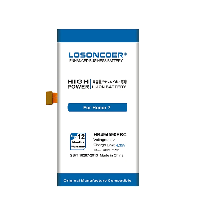 LOSONCOER 4650 мА/ч, HB494590EBC Батарея для huawei Honor 7 Батарея Glory PLK-TL01H ATH-AL00 PLK-AL10 Батарея