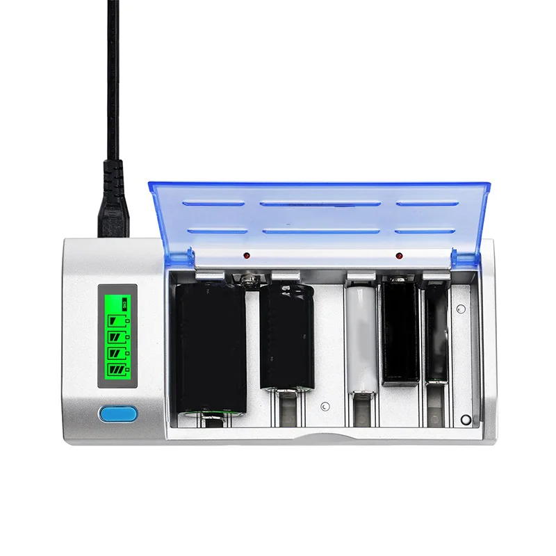Умное зарядное устройство для AA AAA C D 9 V аккумуляторная батарея с 4 шт 10000 MAh US