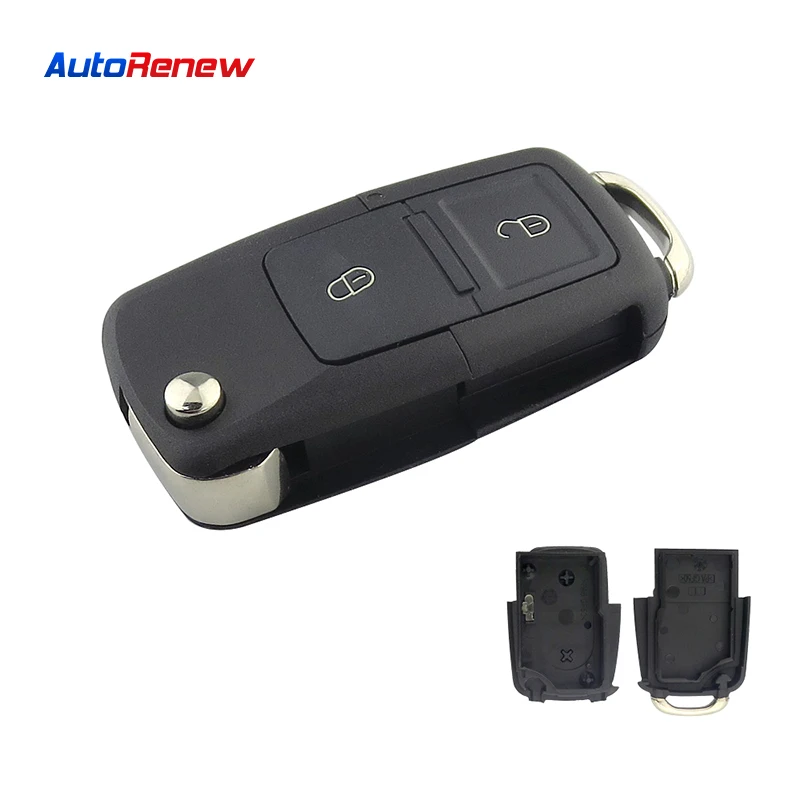 

OkeyTech 2 buttons Folding Flip Key Shell Car Key Replacement For VW Golf 4 5 Passat b5 b6 polo Touran For Seat for Skoda Key
