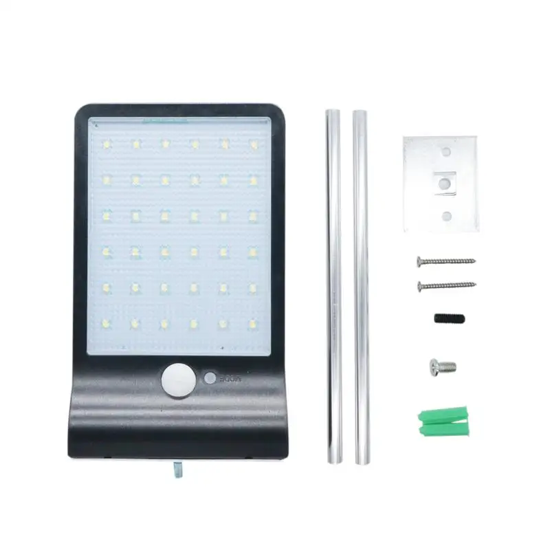 

Новейший уличный светильник SZYOUMY на солнечной батарее с пассивным ИК датчиком движения, садовая Лампа безопасности, уличная водонепроницаемая лампа с алюминиевым полюсом, 36 светодиодный