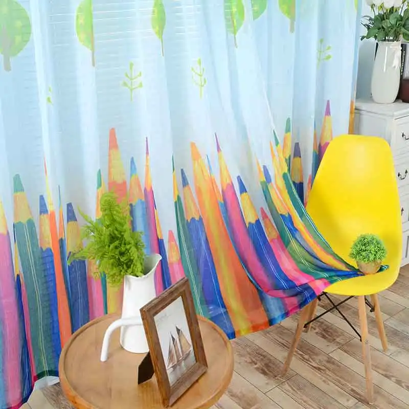 Цветные затемняющие занавески карандаш милые детские в мультяшном стиле для