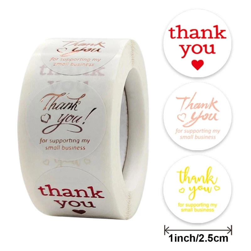 

500pcs/Roll Thank You For Supporting My Business Kraft Paper Sticker Gold Foil Round Label Sticker Small Shop Handmade Sticker