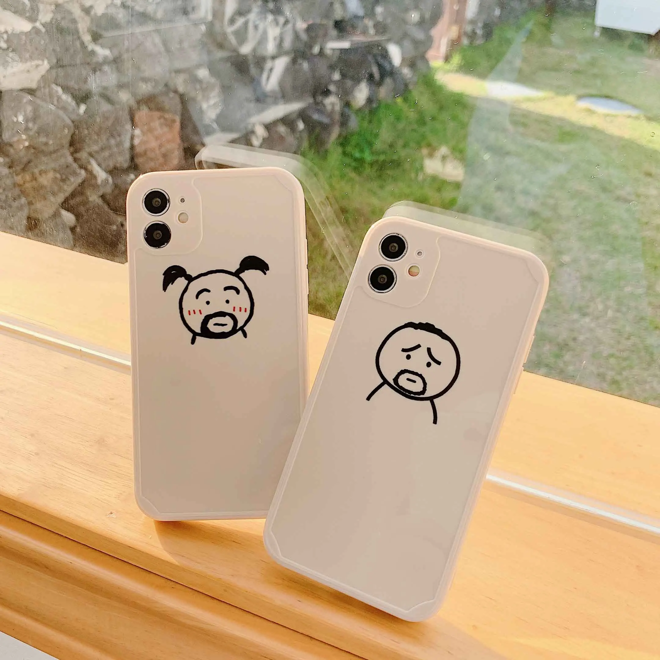

New Material phone case for iphone 12 pro max mini 11 7 8 plus xr xs max x boy and girl couple cover capa conque