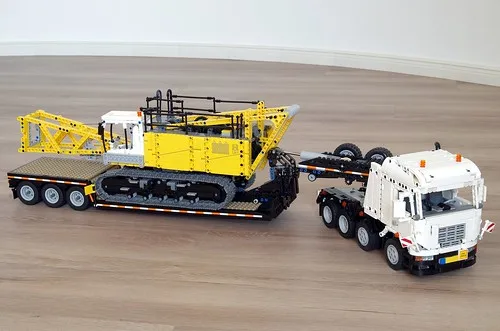 Технологический строительный блок MOC 17197 три в одном 8x4 Тяжелый грузовик прицеп