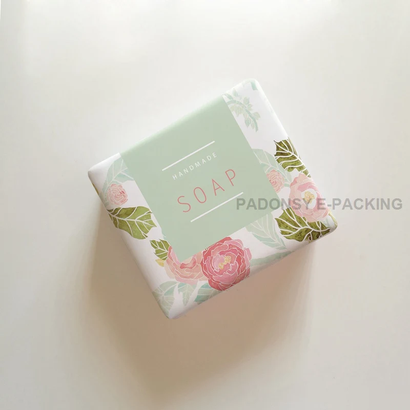 Envoltura de papel de envoltura de jab&oacute;n con estampado de flores rosas, envoltura de jab&oacute;n de proceso en fr&iacute;o puro hecha a mano-3